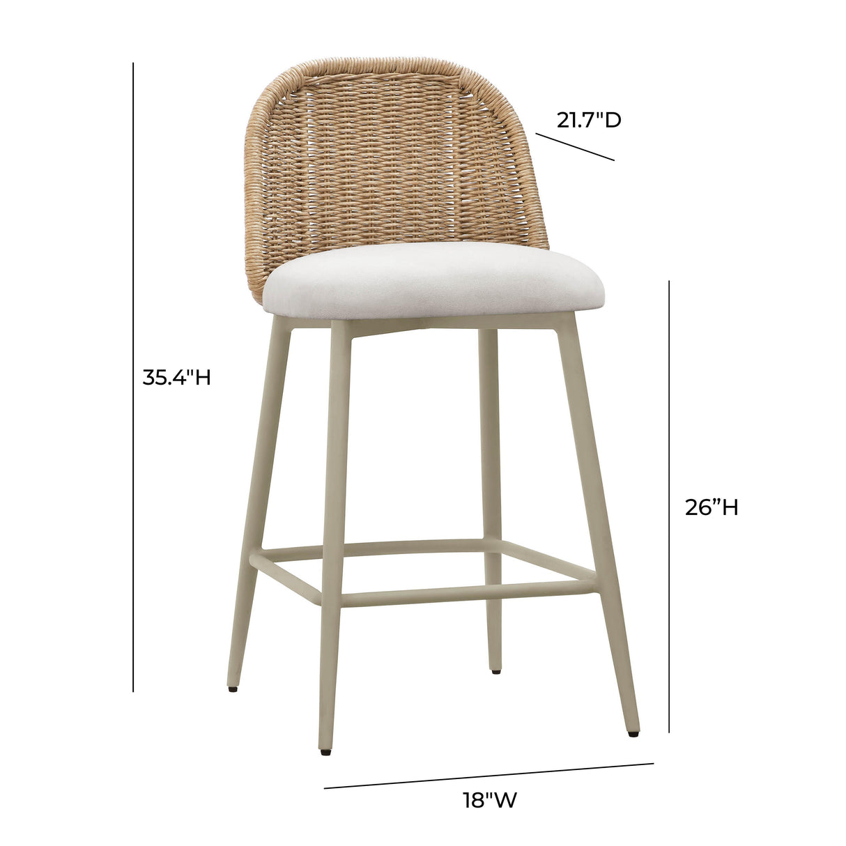 Alexa Performance Fabric Outdoor Stool by TOV Furniture at Eve Furniture