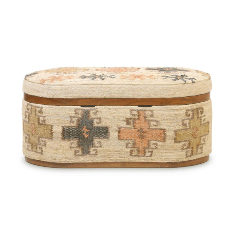 Olivier Cotton Oval Storage Ottoman by TOV Furniture at Eve Furniture