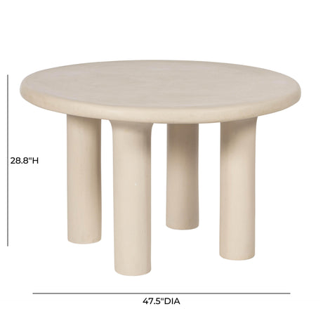 Barbara Cream Textured Indoor / Outdoor 47" Round Dining Table by TOV Furniture at Eve Furniture
