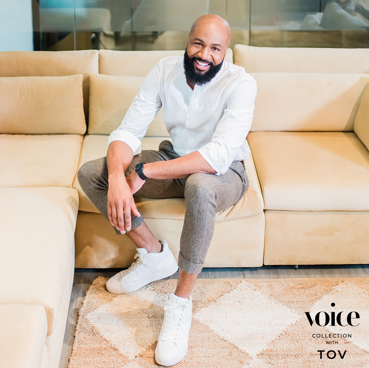 Jessie Champagne Velvet Modular Ottoman by TOV Furniture at Eve Furniture