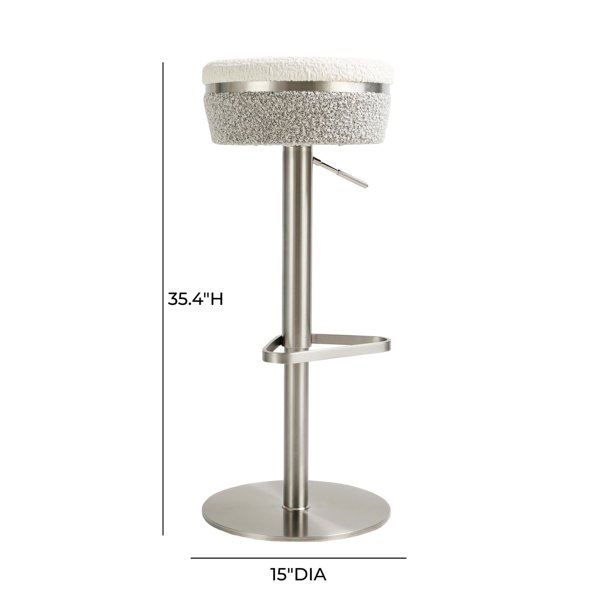 Astro White and Grey Boucle Adjustable Stool by TOV Furniture at Eve Furniture