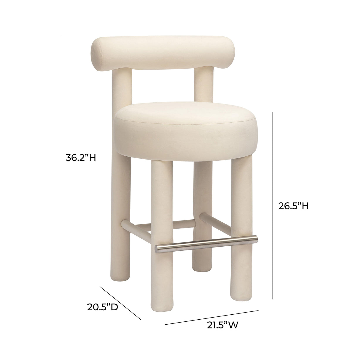 Carmel Cream Velvet Counter Stool by TOV Furniture at Eve Furniture