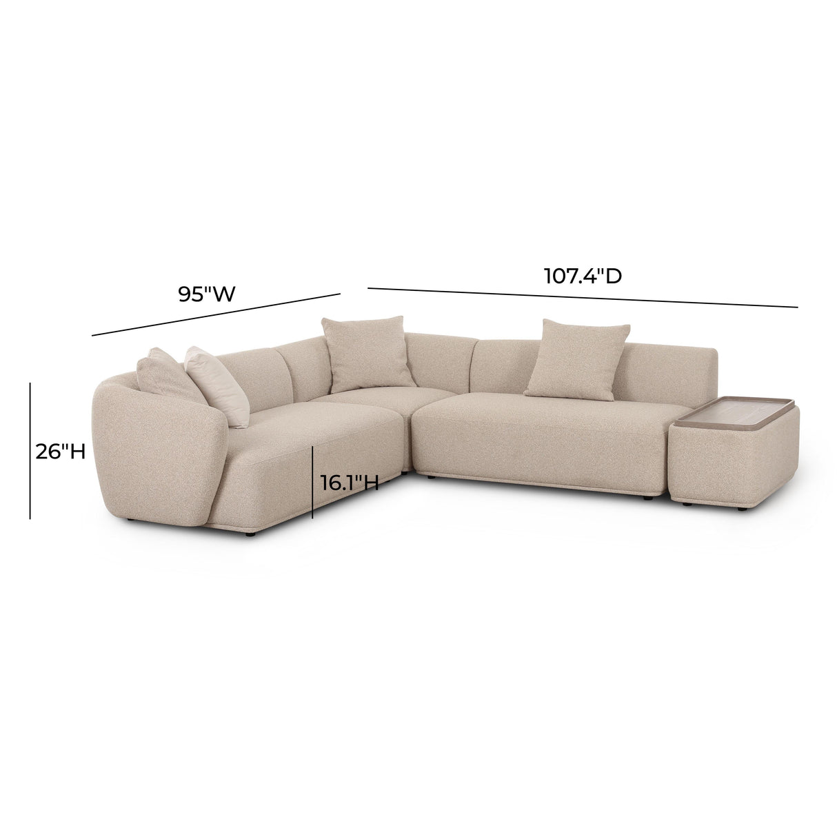 Sylvie Cream Boucle 4-Piece Chaise Sectional by TOV Furniture at Eve Furniture