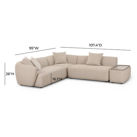 Sylvie Cream Boucle 4-Piece Chaise Sectional by TOV Furniture at Eve Furniture