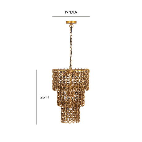 Nirsa Brass Chain Link 3-Tier Chandelier by TOV Furniture at Eve Furniture