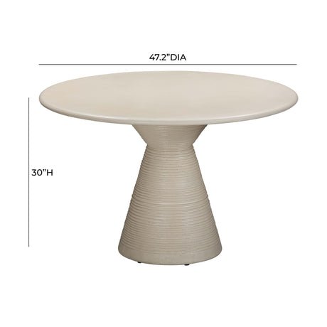 Fern Beige Textured Faux Plaster Concrete Indoor / Outdoor 47" Round Dining Table by TOV Furniture at Eve Furniture
