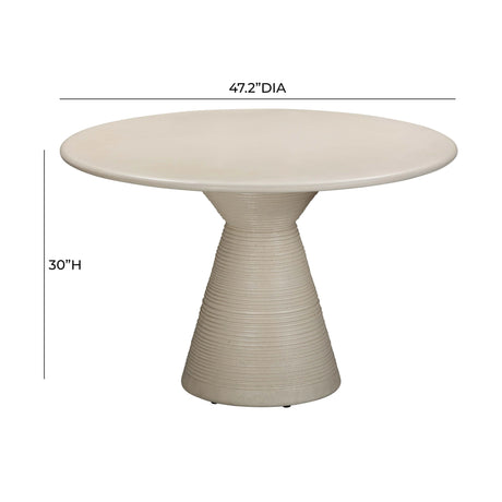 Fern Beige Textured Faux Plaster Concrete Indoor / Outdoor 47" Round Dining Table by TOV Furniture at Eve Furniture
