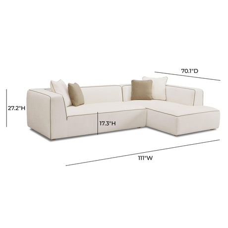 Tristine Cream Linen Sectional by TOV Furniture at Eve Furniture
