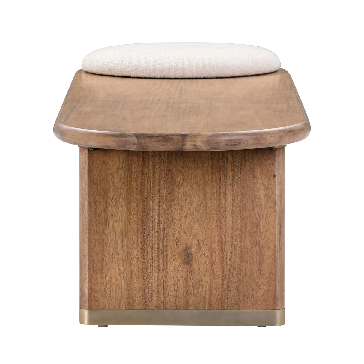 Samantha Cognac Acacia Bench with Boucle Seat by TOV Furniture at Eve Furniture