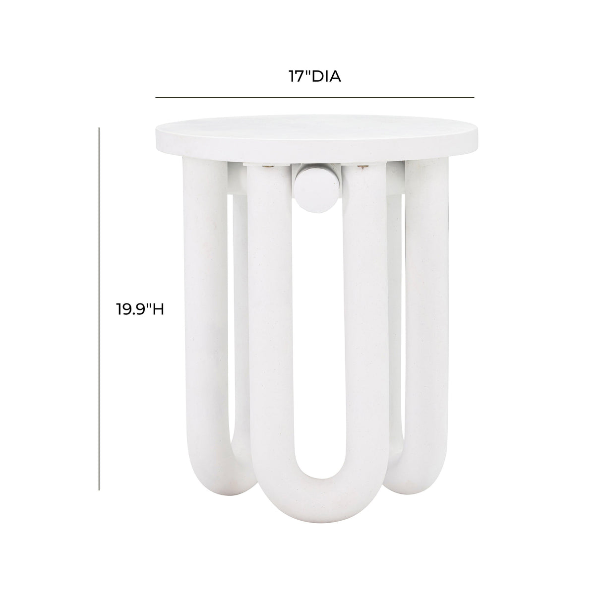 Tildy White Concrete Indoor / Outdoor Round Side Table by TOV Furniture at Eve Furniture