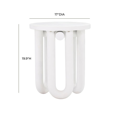 Tildy White Concrete Indoor / Outdoor Round Side Table by TOV Furniture at Eve Furniture
