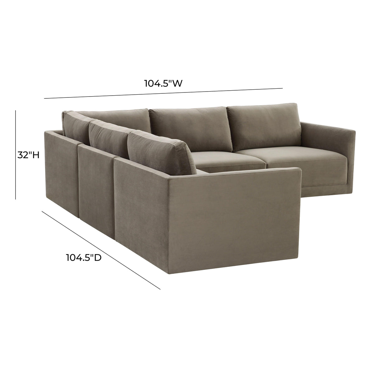 Willow Velvet Modular 5-Piece L Sectional by TOV Furniture at Eve Furniture