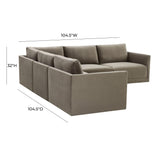 Willow Velvet Modular 5-Piece L Sectional by TOV Furniture at Eve Furniture