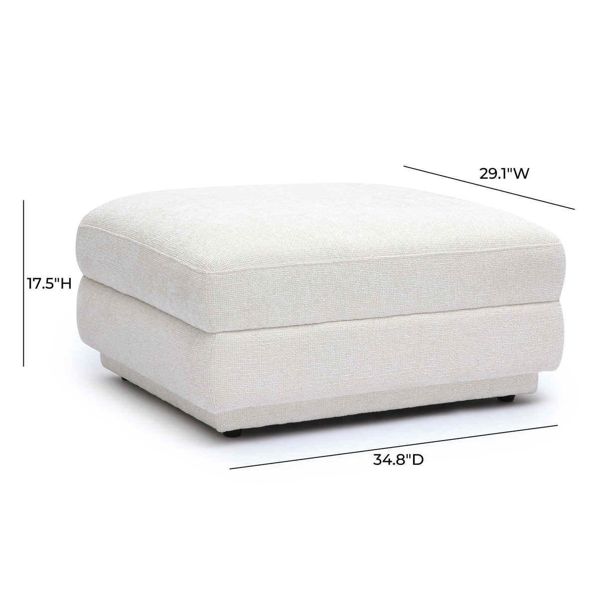 Perry Cream Chenille Modular Ottoman by TOV Furniture at Eve Furniture