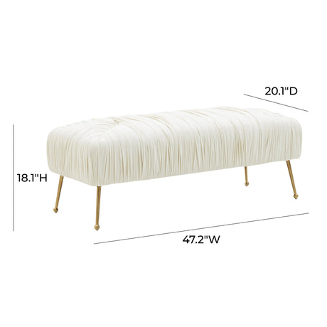 Jessica Cream Velvet Bench by Inspire Me! Home Decor by TOV Furniture at Eve Furniture