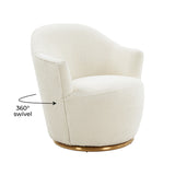 Skyla Cream Boucle Swivel Chair by TOV Furniture at Eve Furniture