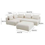 Hangover Cream Boucle 4-Piece Modular Chaise Sectional by TOV Furniture at Eve Furniture