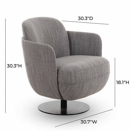Solange Grey Textured Weave Swivel Chair by TOV Furniture at Eve Furniture