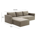 Willow Velvet Modular 4-Piece Sectional by TOV Furniture at Eve Furniture