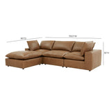 Cali Brown Leather Modular 4-Piece Sectional by TOV Furniture at Eve Furniture