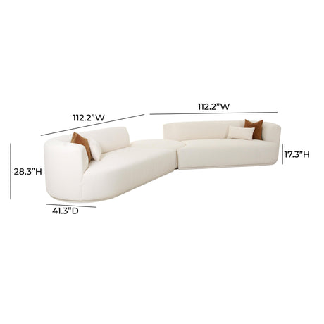 Fickle Cream Boucle 3-Piece Modular Sectional by TOV Furniture at Eve Furniture