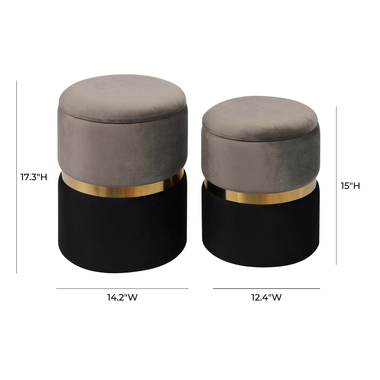 Gigi Grey Storage Ottomans - Set of 2 by TOV Furniture at Eve Furniture