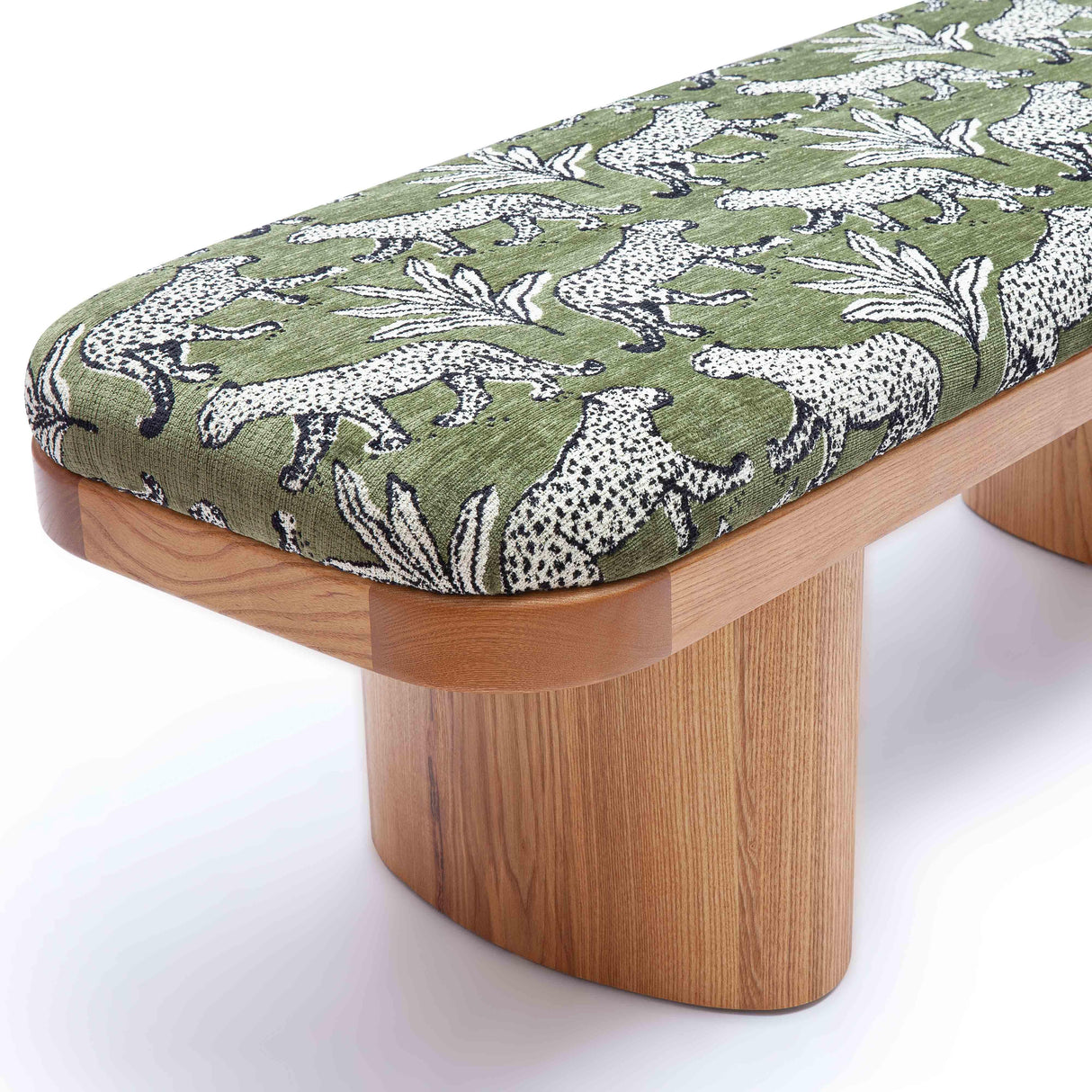 Ollie Olive Green Leopard Jacquard Bench by TOV Furniture at Eve Furniture