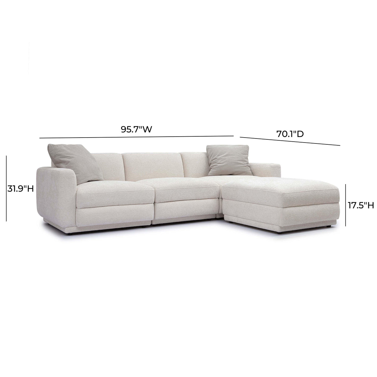 Perry Cream Chenille Modular Sectional by TOV Furniture at Eve Furniture