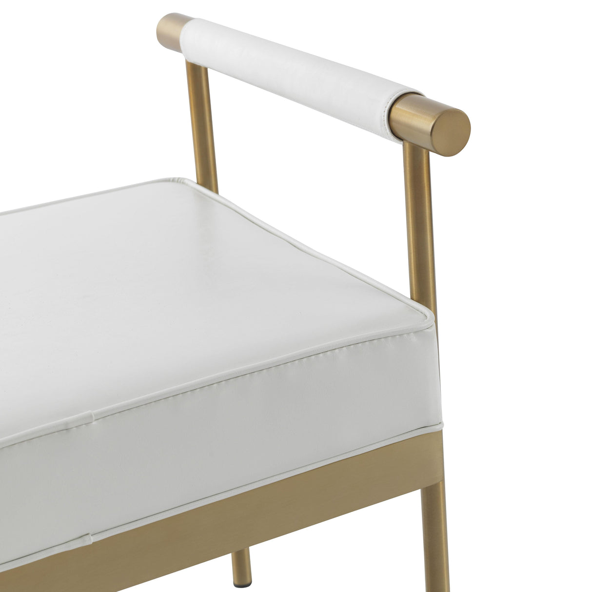 Diva White Performance Vegan Leather Bench by TOV Furniture at Eve Furniture