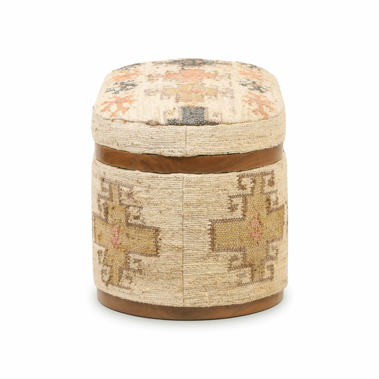 Olivier Cotton Oval Storage Ottoman by TOV Furniture at Eve Furniture