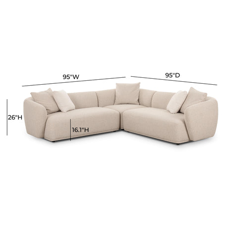 Sylvie Cream Boucle 3-Piece Sectional by TOV Furniture at Eve Furniture