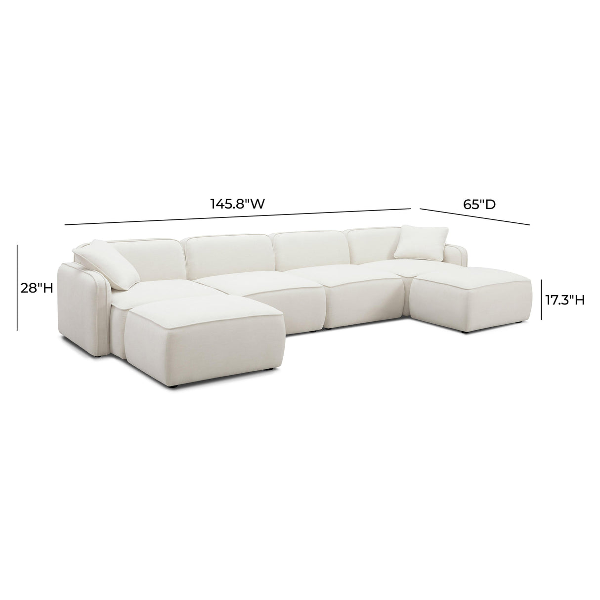 Travie Sand Upcycled Linen 6-Piece Modular U-Sectional by TOV Furniture at Eve Furniture