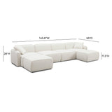 Travie Sand Upcycled Linen 6-Piece Modular U-Sectional by TOV Furniture at Eve Furniture