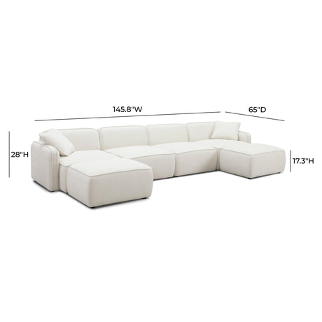 Travie Sand Upcycled Linen 6-Piece Modular U-Sectional by TOV Furniture at Eve Furniture