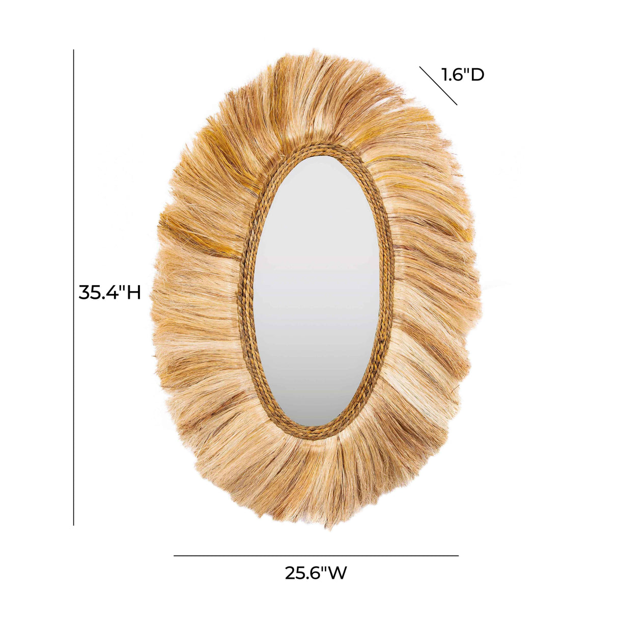 Tribal Natural Abaca Grass Oval Wall Mirror by TOV Furniture at Eve Furniture