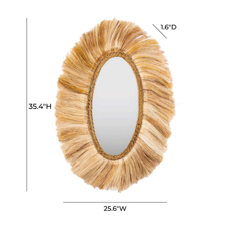 Tribal Natural Abaca Grass Oval Wall Mirror by TOV Furniture at Eve Furniture