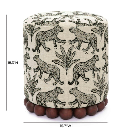 Dex Leopard Jacquard Ottoman by TOV Furniture at Eve Furniture
