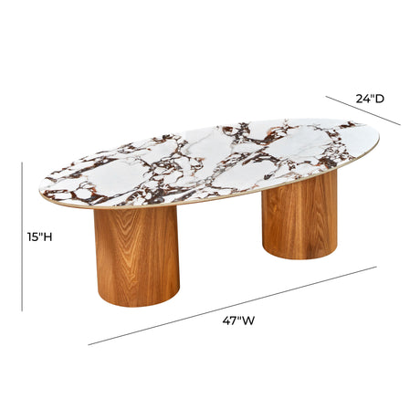 Tamara Marble Ceramic Oval Coffee Table by TOV Furniture at Eve Furniture
