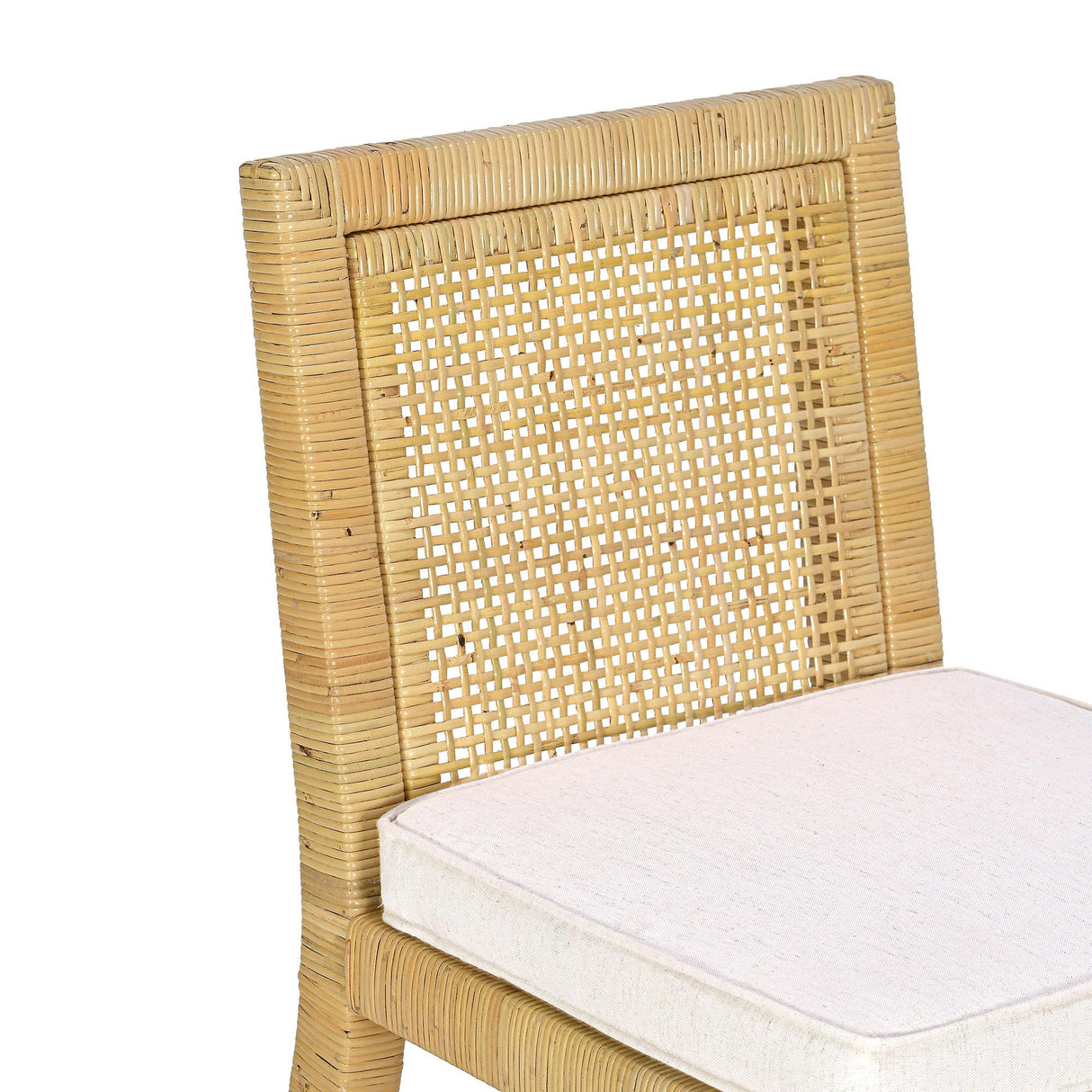 Amara Rattan & Cream Linen Stool by TOV Furniture at Eve Furniture