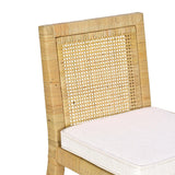Amara Rattan & Cream Linen Stool by TOV Furniture at Eve Furniture