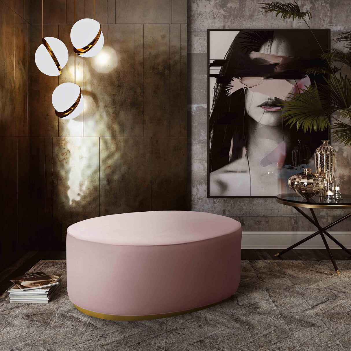 Scarlett Velvet Oval Ottoman by TOV Furniture at Eve Furniture