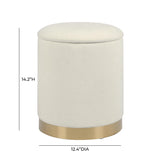 Zoe Cream Chenille Storage Ottoman by TOV Furniture at Eve Furniture