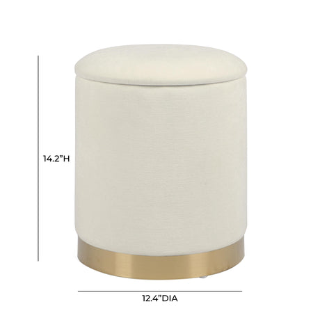 Zoe Cream Chenille Storage Ottoman by TOV Furniture at Eve Furniture