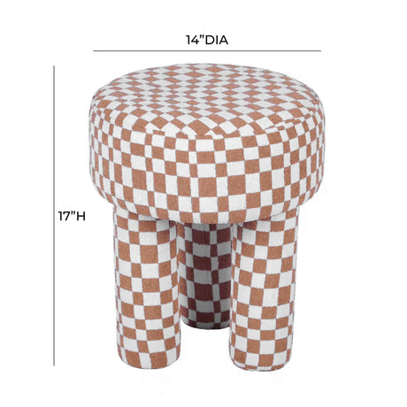 Claire Brown Checkered Boucle Stool by TOV Furniture at Eve Furniture