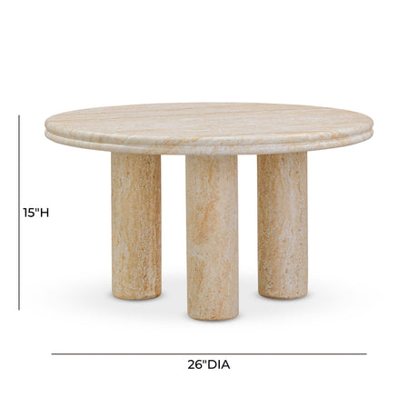 Amora Faux Travertine Indoor/Outdoor 26" Round Accent Table by TOV Furniture at Eve Furniture