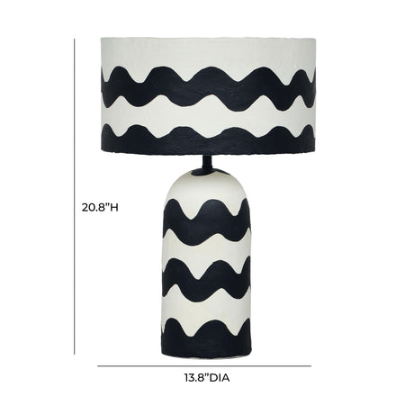 Tropea Black Waves Papier Mache Table Lamp by TOV Furniture at Eve Furniture