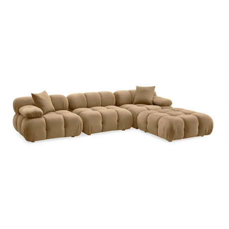 Calliope Cafe Au Lait Performance Velvet 4-piece Modular Sectional by TOV Furniture at Eve Furniture