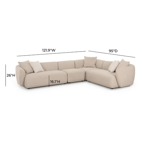 Sylvie Cream Boucle 4-Piece Sectional by TOV Furniture at Eve Furniture