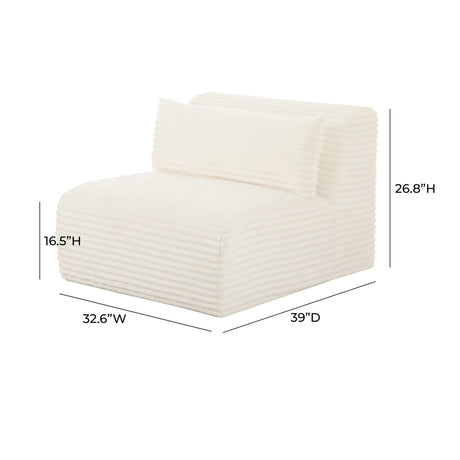 Tarra Fluffy Oversized Corduroy Modular Armless Chair by TOV Furniture at Eve Furniture