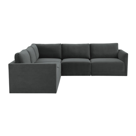 Willow Velvet Modular 5-Piece L Sectional by TOV Furniture at Eve Furniture